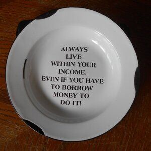 Metal Coin Holder Dish-  Funny
